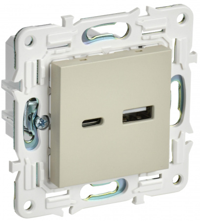 IEK SKANDY Бежевый Розетка USB A+C 3,1А SK-R14B