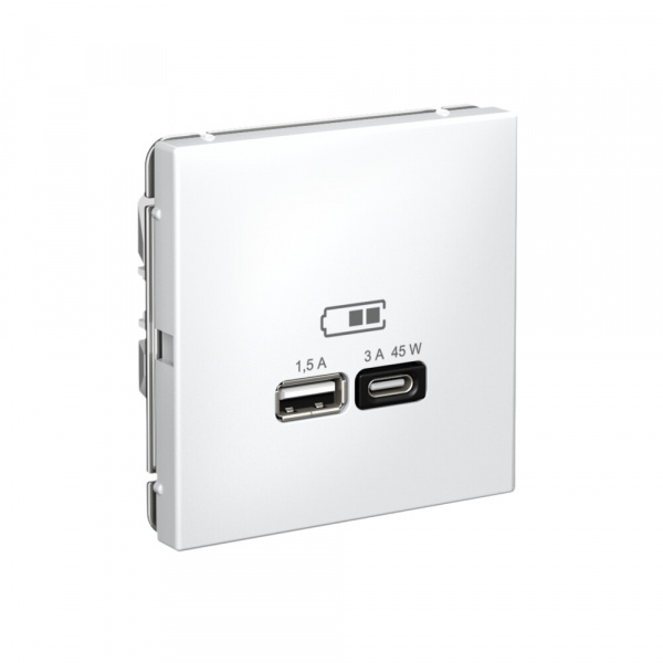 Systeme Electric ArtGallery Белый USB Розетка A + тип-C 45Вт высокоскор.заряд. QC, PD, механизм