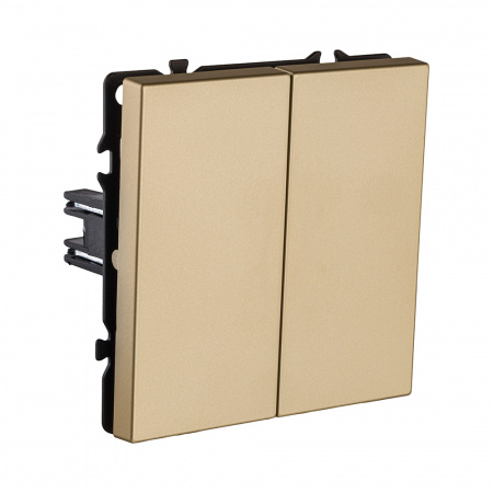 Выключатель 2-клавишный проходной 10А/250В, золотой Kollinger Eclipse EC-005GD