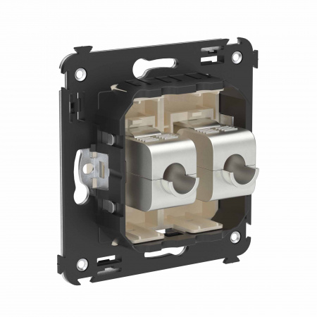 DKC Avanti Компьютерная розетка RJ-45 без шторки в стену, кат.6А двойная экранированная, Ванильная дымка