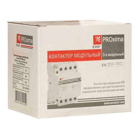 EKF PROxima Контактор модульный КМ 25А 4NC (3 мод.)