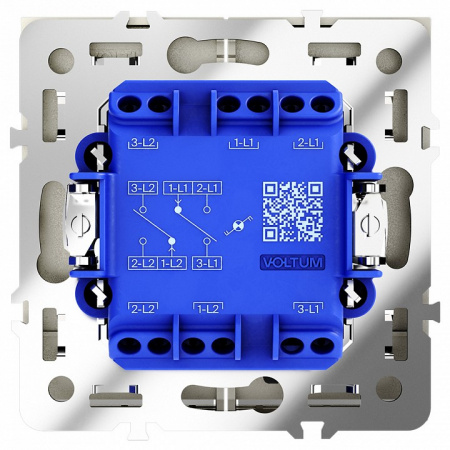 Проходной переключатель встраиваемый VOLTUM S70 двухклавишный с подсветкой 10А, (шелк)