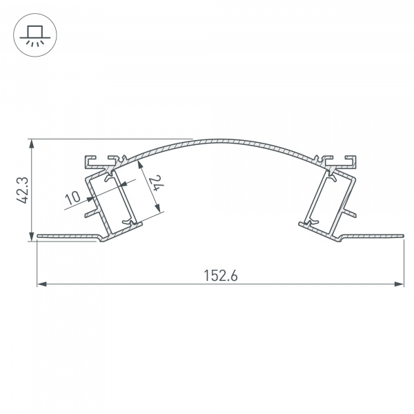 Профиль с рассеивателем Arlight ALM-ARC-Double-2000 Anod+Frost 029852