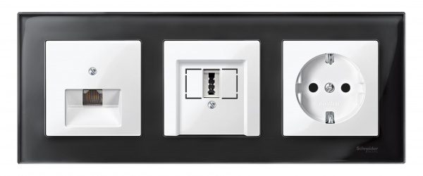 SE Merten SM Бел глянец Накладка розетки ТЛФ/комп 1-ой наклонной