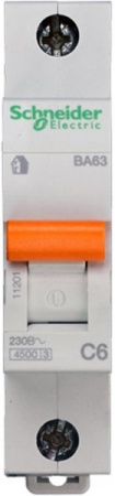 Schneider Electric Домовой ВА63 Автоматический выключатель 1P 6A (C) 4.5kA