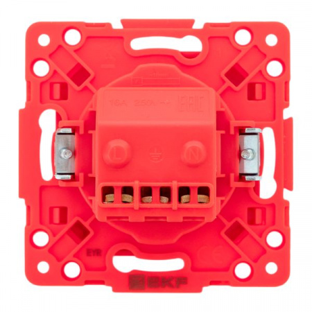 EKF PROxima Стокгольм Механизм Розетки 1-местной с/з 16А винтовые клеммы красный с защ. штор.