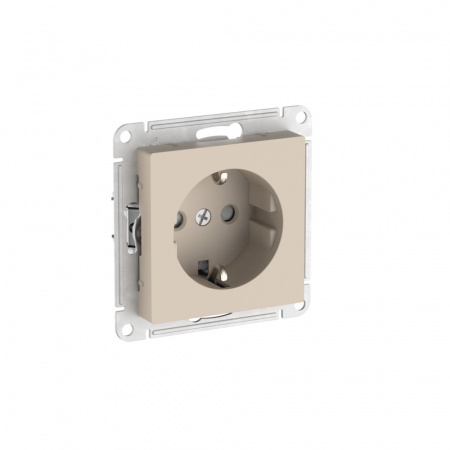 Systeme Electric AtlasDesign Песочный Розетка с заземлением со шторками, 16А, мех., быстрозажим. клем.