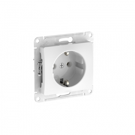 Systeme Electric Glossa Белый Розетка с заземлением, 16А, мех., быстрозажим. клем.
