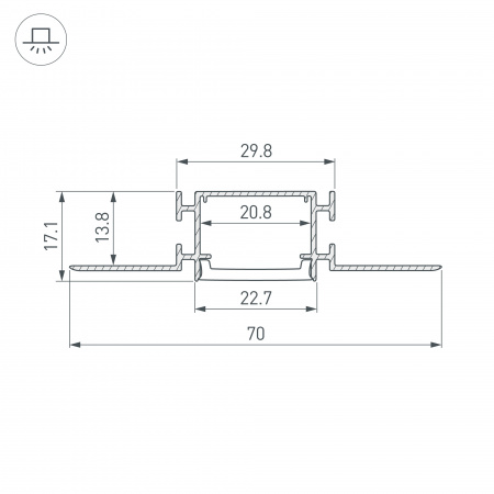 Arlight Профиль FANTOM-BENT-W23-SIDE-2000 ANOD (Алюминий)