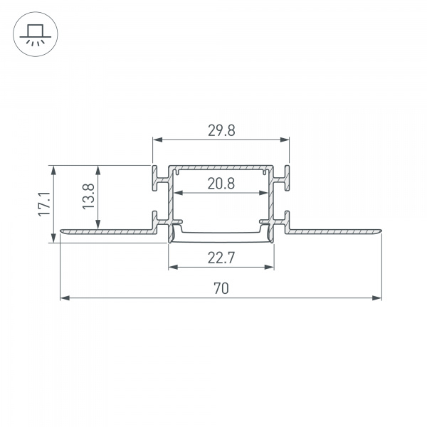 Профиль FANTOM-BENT-W23-SIDE-2000 ANOD (Arlight, Алюминий)