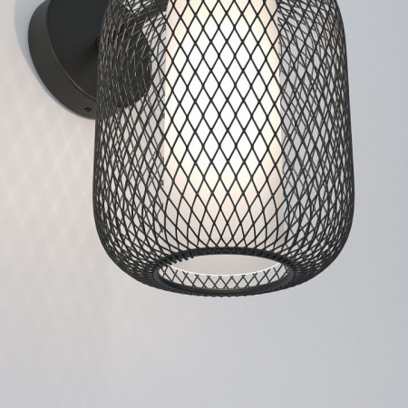 Настенный светильник с металлическим абажуром и стеклянным плафоном 30191/1 черный Eurosvet Voile