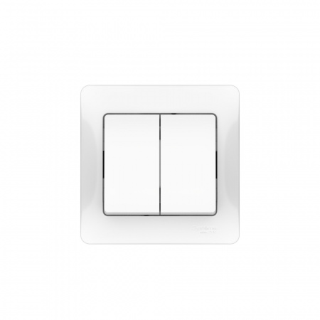 Systeme Electric Glossa Белый Выключатель 2-клавишный, сх.5, 10АХ, в сборе, быстрозажим. клем.