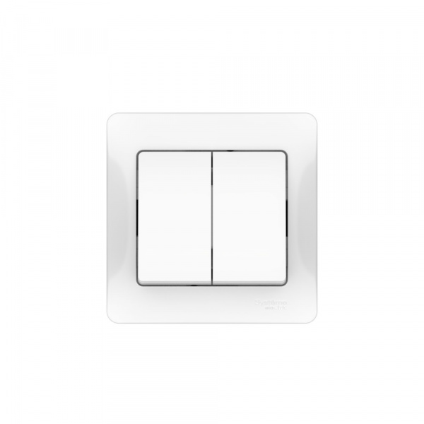 Systeme Electric Glossa Белый Выключатель 2-клавишный, сх.5, 10АХ, в сборе, быстрозажим. клем.