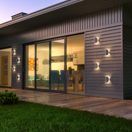 Уличный настенный светодиодный светильник Taco IP54 1632 TECHNO LED серый Elektrostandard Taco a052621