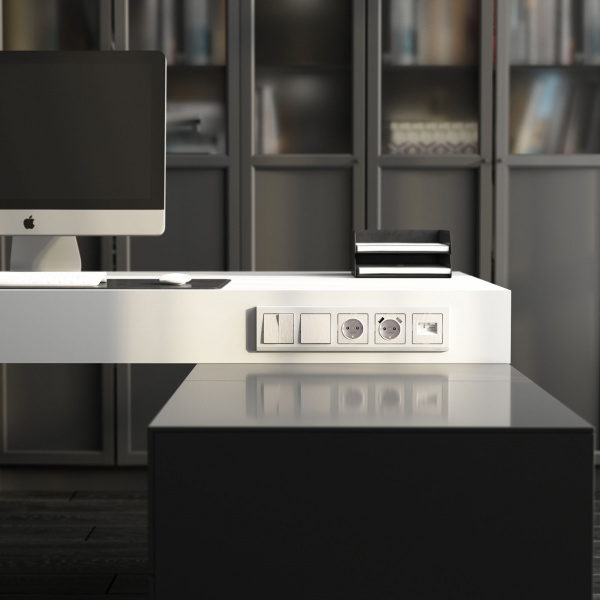 Выключатель одноклавишный проходной (перламутровый рифленый) W1112013