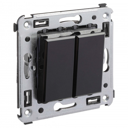 DKC Avanti Черный квадрат Переключатель двухклавишный