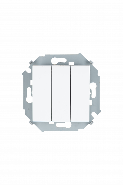Simon 15 Белый Выключатель 3-клавишный, 10А, 250В, винт.зажим