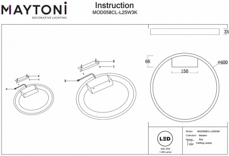 Потолочный светильник Modern MOD058CL-L25W3K Maytoni Rim