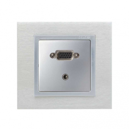 Simon 82 Detail Алюминий Накладка коннектора VGA HD15, мама + мини-джек 3,5мм (для 7500091-039)