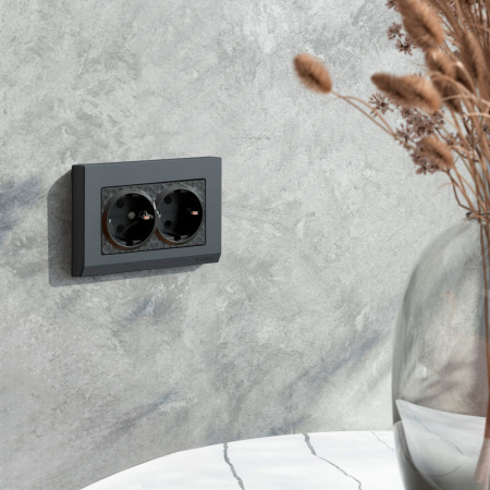 Розетка двойная с заземлением (Hammar черный) W1272008