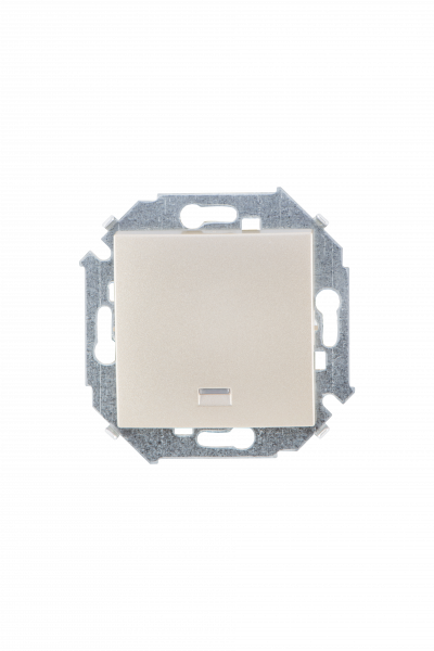 Simon 15 Шампань Выключатель 1-клавишный с подсветкой, 16А, 250В, винт.зажим