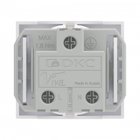 DKC Розетка силовая 2Р+Е, со шторками, «Viva», 2 мод., цвет белый