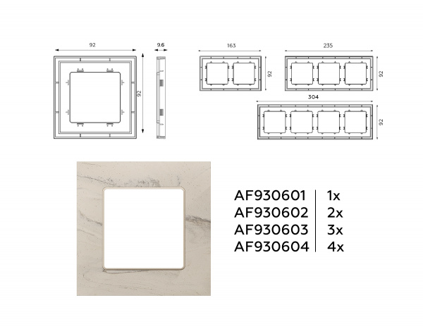 Рамка ALFA Grand (Серо-бежевый мрамор) 3-ая AF930603