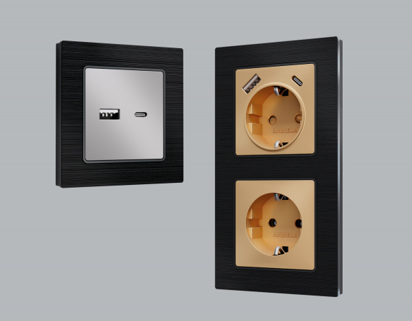 Рамка ALFA Platos (Черный Металл шлифованный) 2-ая AF550502