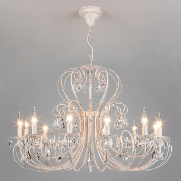 Люстра с хрусталем 3305/12 белый с золотом Eurosvet Alda