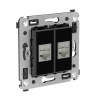 DKC Avanti Компьютерная розетка RJ-45 без шторки в стену, кат.6А двойная экранированная, Черный квадрат