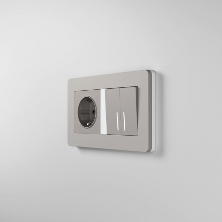 Рамка из поликарбоната на 2 поста Split дымчатый/белый, soft-touch W0023067