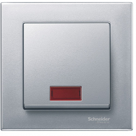 SE Merten SM Алюминий Клавиша 1-ая с окошком, без линзы