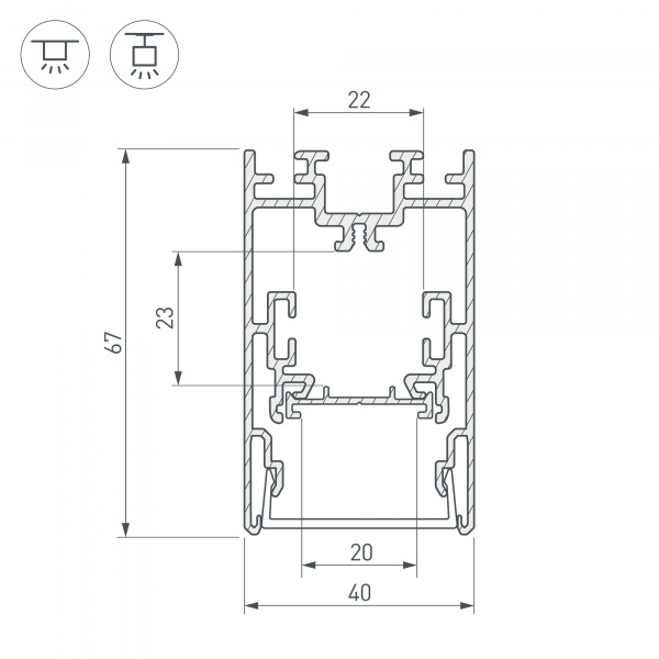 Профиль с рассеивателем Arlight S2-LINE-4067-2500 ANOD+OPAL 021172