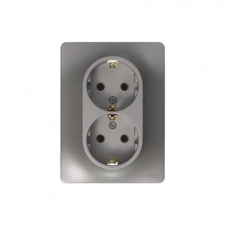 SE Glossa Платина Розетка 2-ая с/з (в сборе)