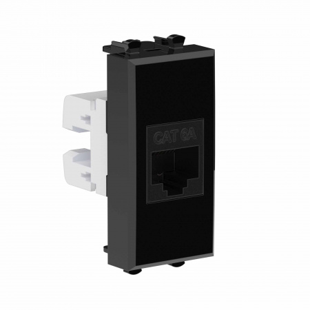 DKC Avanti Компьютерная розетка RJ-45 без шторки модульная, кат.6А, Черный квадрат, 1 модуль