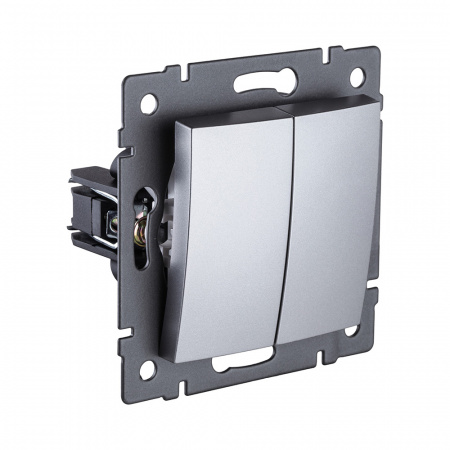 Выключатель кнопочный 2-клавишный 10А/250В, изогнутый, серый Kollinger REA-R-011GY для Aspekt, Eleganz, Reflex