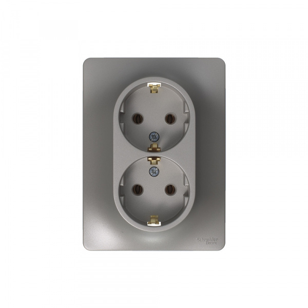 SE Glossa Платина Розетка 2-ая с/з (в сборе)