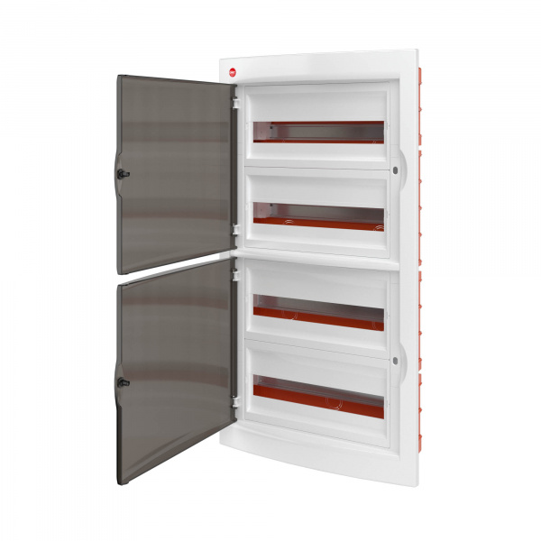 DKC Щиток встраиваемый с дверцей 72 мод.,IP41, белый, с клеммным блоком 160А