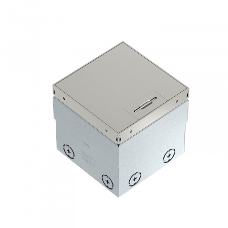 OBO Bettermann Лючок UDHome2 укомплектованный 2 розетки 2К+З (без выемки) 140х140х110 мм (нержавеющая сталь)