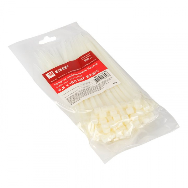 EKF Basic Хомут нейлоновый (4,8х180) (100шт.)