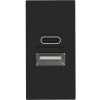 Donel USB зарядное устройство, 2.1A, Type A + C, 1 мод., черн. (22.5х45мм), DUSB2100ANCF