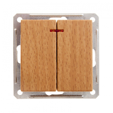 SE Wessen 59 Бук Выключатель 2-клавишный с подсветкой 16А (сх.5)