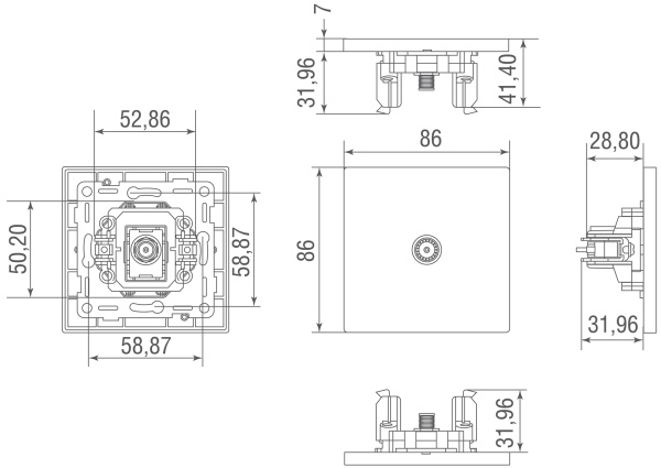 Donel TV розетка (папа), белый, серия N96, DT301WH