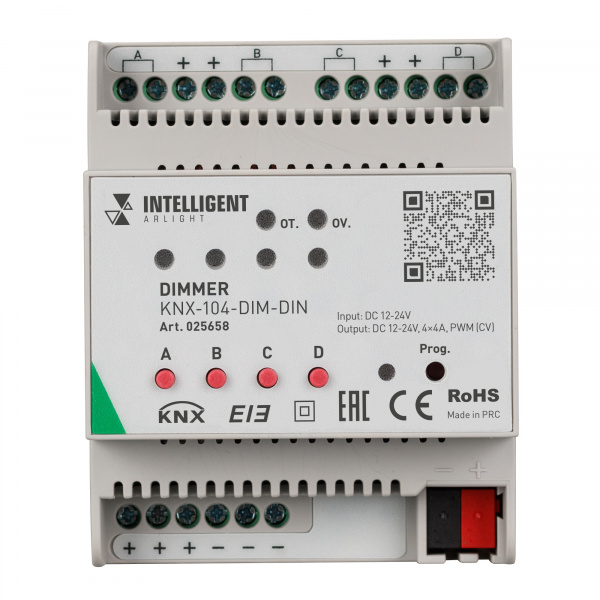 Arlight INTELLIGENT Диммер KNX-104-DIM-DIN (12-24V, 4x4A) (INTELLIGENT -)