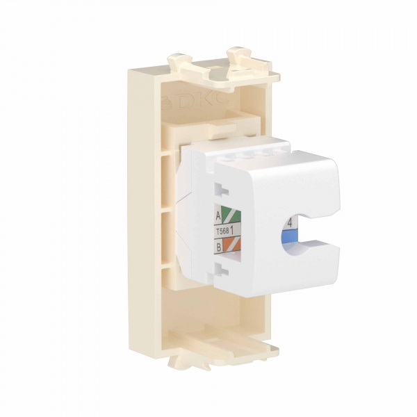 DKC Avanti Телефонная розетка RJ-12 без шторки модульная, Ванильная дымка, 1 модуль