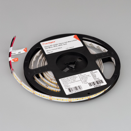 Arlight Лента RT-A240-10mm 24V Warm3500 (22 W/m, IP20, 2835, 5m) (высок.эфф.150 лм/Вт)