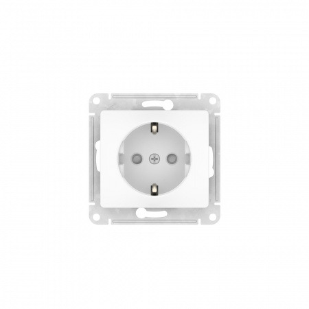 Systeme Electric Glossa Белый Розетка с заземлением со шторками, 16А, мех., быстрозажим. клем.