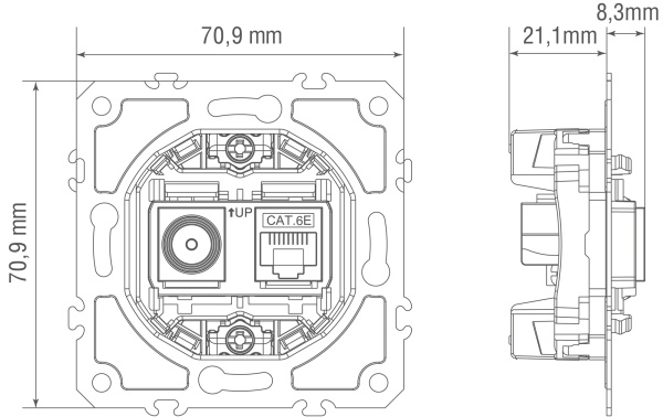 Donel Механизм розетки RJ45/TV cat.6, ClassE-8/0-2400 МГц, серия D16, DO36200