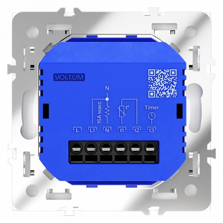 Терморегулятор электронный VOLTUM S70 с индикацией и датчиком, для теплого пола, (белый глянцевый)