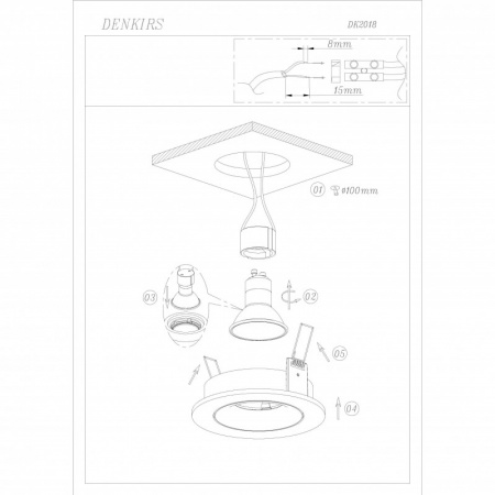 DK2018-BK Встраиваемый светильник, IP 20, 50 Вт, GU10, черный, алюминий